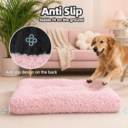 Dog Bed Large Size, Plush Washable Pet Bed Mat, Dog Crate Bed 35"x23"