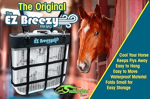 Southwestern Equine EZ Breezy Box Fan Holder, Horse Stall Classic Fan Bag, Stable Supplies, Horse Fan (2 Pack Black)