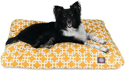 Majestic Pet Rectangular Dog Bed, Medium, 36x29x4 in, Washable, Yellow