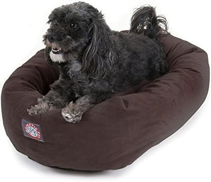 Majestic Pet Suede Calming Dog Bed, 24 Inch Small Round Washable, Chocolate