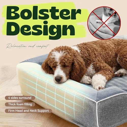 Orthopedic Dog Bed with Cooling Gel Foam & Washable Cover,Dark Grey 42 Inch