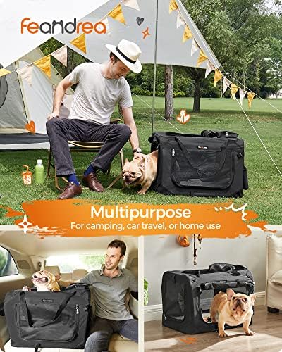 Feandrea Collapsible Soft Dog Crate, Portable Travel Carrier, 24 Inches