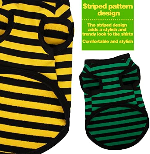 Paiaite 3 Pieces Dog Striped Shirt Red Green Black Color Cotton Sleeveless Puppy Pet Shirts Breathable Apparel Tank Top Colorful Puppy Sweatshirt Clothes for Small Medium Dogs X-Large