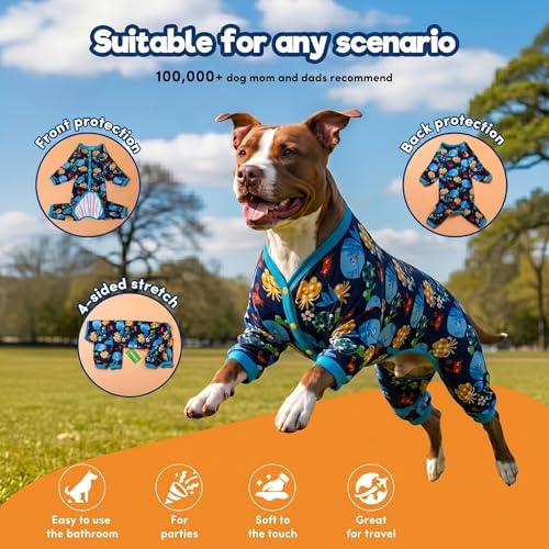 LovinPet Large Dog Pajamas, Pullover Dog Shirt, Marine Life Print, 2XL