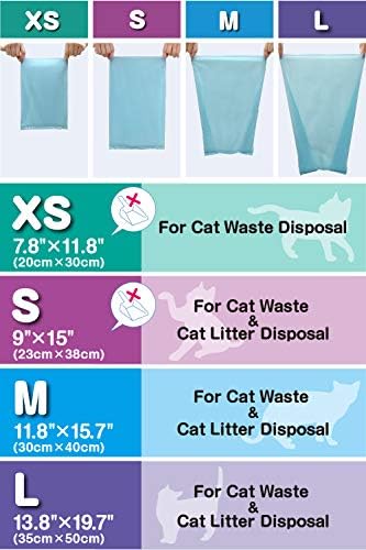 BOS Amazing Odor Sealing Cat Waste Disposal Bags - Durable and Unscented [Size: M, Color: Light blue] (90 Count, Pack of 2) (180 Bags)