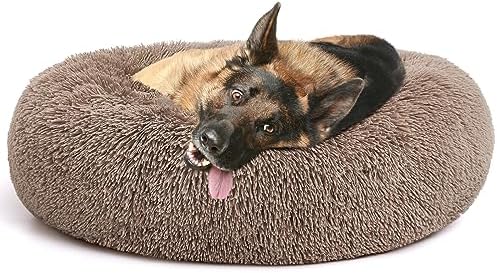 MIXJOY Orthopedic Dog Bed Comfortable Donut Cuddler Round Pet Beds Ultra Soft Washable Dog and Cat Cushion Bed (36'', Brown)