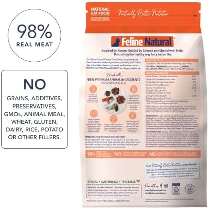 Feline Natural - High Protein Freeze Dried Dry Cat Food with 98% Meat