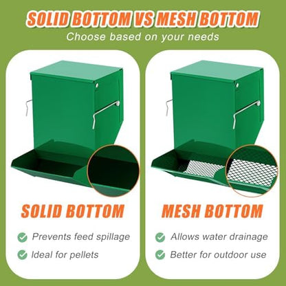 Maxcheck 2 Pcs Rabbit Feeder for Cages, 4.7 Inches, Solid Bottom, Green