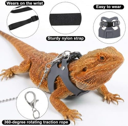 3 Pack Bearded Dragon Leash and Harness Set