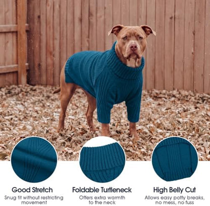 IECOii Small Dog Sweater, Warm Turtleneck for Small to Medium Dogs, L