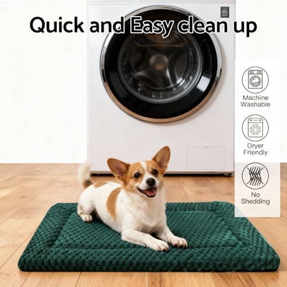 Dog Bed Mat - Dog Crate Pad - Reversible Mat for Pet Comfort - Soft Bed Crate Pads for All Seasons - Durable, Machine Washable Mat for Crates, Travel, and Home (Dark Green, 30" L*20" W*1.5" Th)
