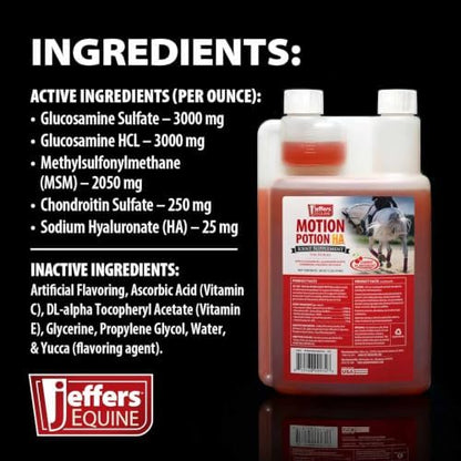Jeffers Motion Potion Joint Supplement Liquid with HA for Horses | 38 oz