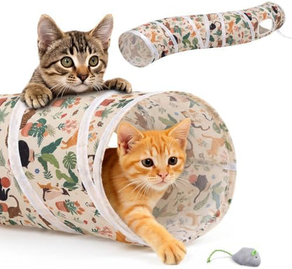 Glittme S-Shape Cat Tunnel, Foldable Cat Tunnels for Indoor Cats