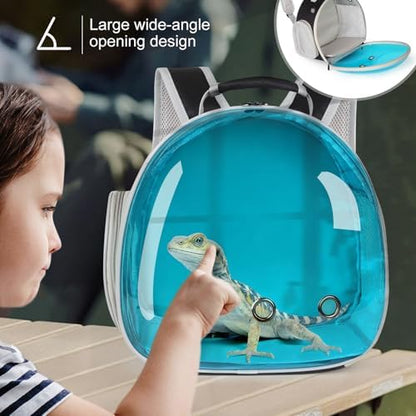 Guinea Pig Carrier, Guinea Pig Backpack with Clear Bubble Window (Black-Blue, Backpack)