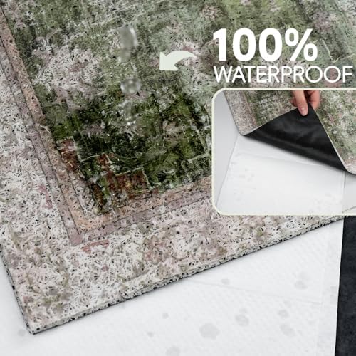 Cat Litter Mat Litter Trapping Mat, 24"x15" Waterproof Urine Proof Litter Box Mat Catcher Mat Non-Slip Washable for Kitty Kitten, Green