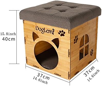 S-Lifeeling Pet Nest Cat Litter Foldable Functional High-Grade Wooden Cushion Pet Cat Small Dog House Bed Mat Cave and House Chair
