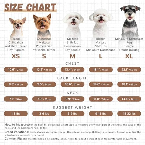 ABRRLO Small Dog Sweaters Cute Bear Dog Cardigans Clothes for Small Medium Dogs Boy Girl Puppy Cat Knitting Cardigan Outfits Dogs Autumn Coats Warm Pet Doggy Clothes Soft Knitwear Apparel (Beige,L)