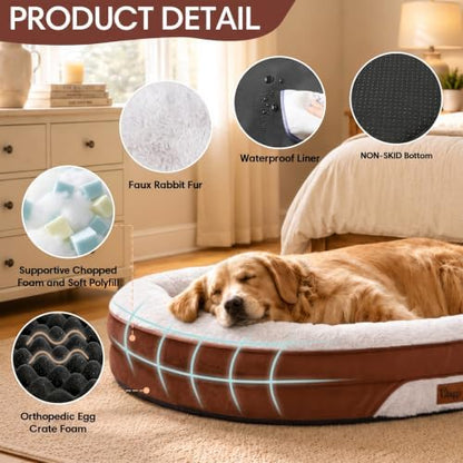 Orthopedic Dog Beds Large Sized Dog, Washable Dog Bed, 42" L, Brown