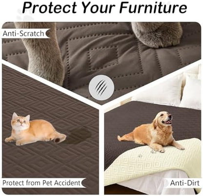 hyha Waterproof Reversible Dog Blanket, Pet Blanket for Sofa Couch