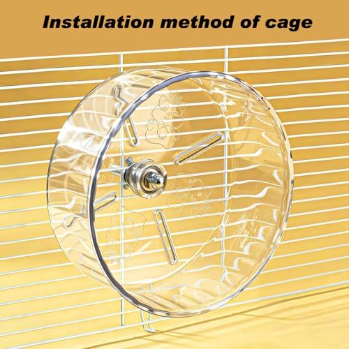 Hamster Exercise Wheel,Super-Silent Small Animals Exercise Wheels,Quiet Hamster Running Wheels with Adjustable Stand for Hamsters, Gerbils, Rats, or Other Small Pets (Transparent, 8.3 inch)