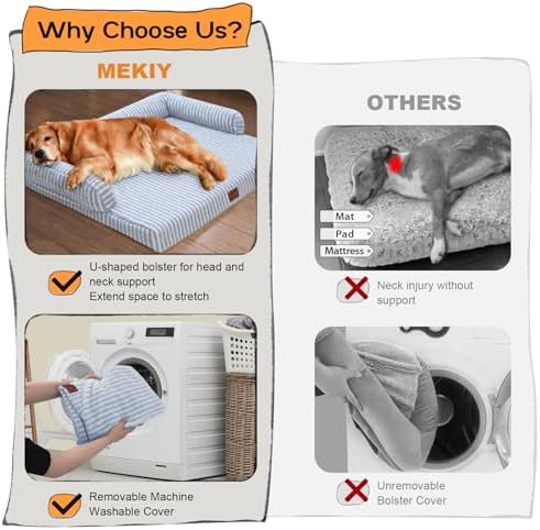 MEKIY Orthopedic XL Dog Bed with Bolster for Extra Large Size Dogs