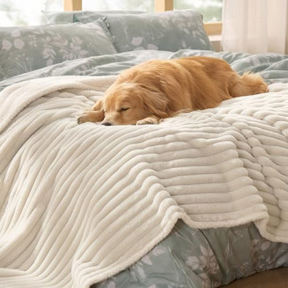 Bedsure ComfyFleece™ Waterproof Blanket for Bed, Twin（60"x80"） Cream