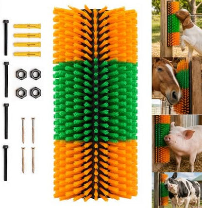 Livestock Scratching Brush 1-Pack — Cattle Horse Goat Pig Sheep Grooming Post, High-Visibility Animal Scratcher, Stress Relief Goat Toys for Summer Itch & Shedding