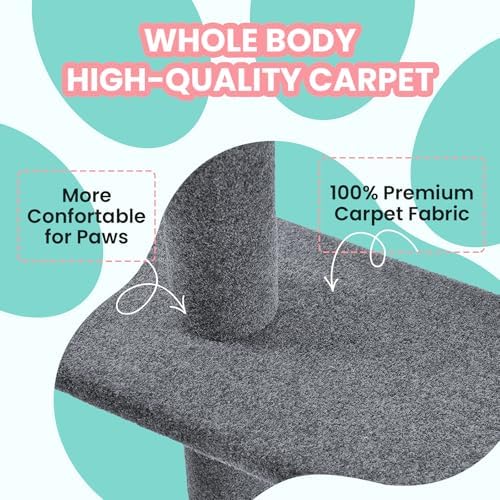 Max & Marlow 95-108" Floor to Ceiling Cat Tree for Indoor Cats, Light Grey