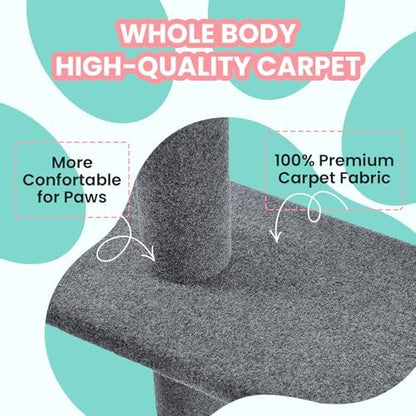Max & Marlow 95-108" Floor to Ceiling Cat Tree for Indoor Cats, Light Grey
