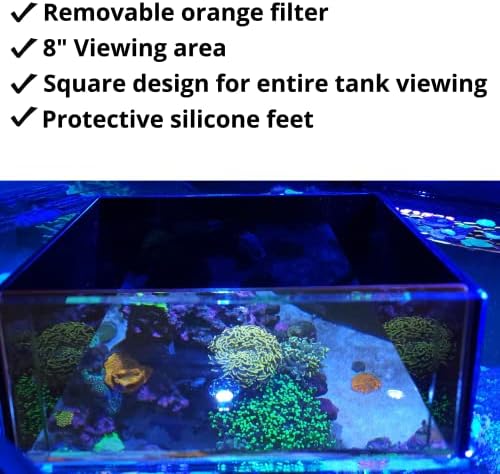 Flipper Ultra Clear Aquarium Top Down Underwater Viewer with Removable Orange Filter for Coral and Fish Observation - Aquarium Filter with Unique Artwork Box - Ideal for Color Coral and Reef Pictures