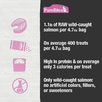 PureBites Salmon Single Ingredient Freeze Dried Cat Treats, 4.7 oz