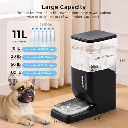 ZOMISIA 3 Gallon Automatic Dog Water Dispenser Gravity Extra Large Capacity