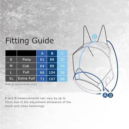 Harrison Howard CareMaster Pro Luminous Horse Fly Mask Large Eye Space Standard with Ears UV Protection for Horse Signature Blue XL Extra Full Size