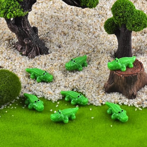 Cute Tiny Crocodile Resin Silicone Mold Micro Dollhouse Animal Epoxy Casting Mold for DIY Resin Art Fairy Garden Miniatures Landscape Crafts Decor(12-Cavity)