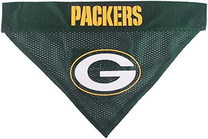 Pets First NFL DOG BANDANA - GREEN BAY PACKERS REVERSIBLE PET BANDANA. 2 Sided Sports Bandana with a PREMIUM Embroidery TEAM LOGO, Large/X-Large. - 2 Sizes & 32 NFL Teams available (GBP-3217-L-XL)