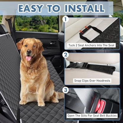 Waterproof Dog Backseat Cover for Cars, Non-Slip Pet Seat Protector, Grey