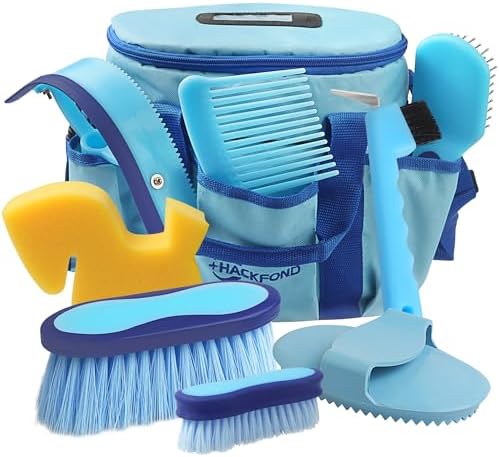 Horse Grooming Kit 9pcs Horse Brush Set with Organizer Tote