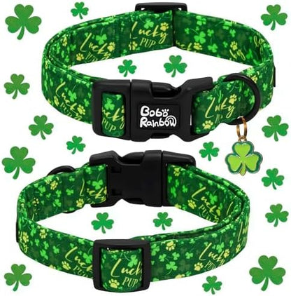 St Patrick's Green Letter Trefoil Dog Collar for X-Small Dogs