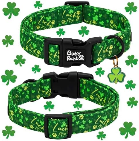 St Patrick's Green Letter Trefoil Dog Collar for Medium Dogs
