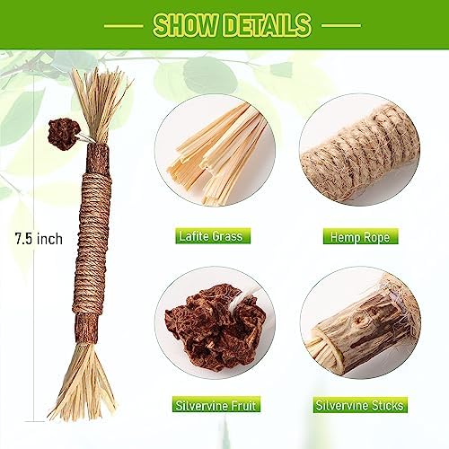 BAWAN Silvervine Sticks Cat Chew Toys for Indoor Cats Dental Care Teeth Cleaning, Natural Kitten & Cat Teething Toys for Health, Cat Chew Stick Suitable for All Breeds of Aggressive Chewers Cat
