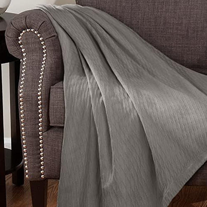 Superior Diamond Weave All-Season Cotton Blanket, Cover for Home, Couch, Bed, Soft, Warm Blankets, Boho Aesthetic, Comfy, Cozy, and Cute Covers, Decorative Bedding Essentials, Twin Size, Grey