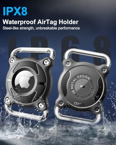 2 Pack Airtag Dog Collar Holder | Airtag Dog Collar Waterproof - Airtag Holder for Dog Collar - Dog Airtag Holder with Removable Metal Loop, Light Weight fit Width3cm/ Thick4.5mm Air Tag Collar, Black