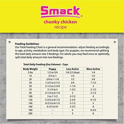 Smack Pet Food Organic Raw Dehydrated Dog Food Grain-Free, Gluten-Free, Raw Food for Dogs (Chunky Chicken, 8.8 Ounce)