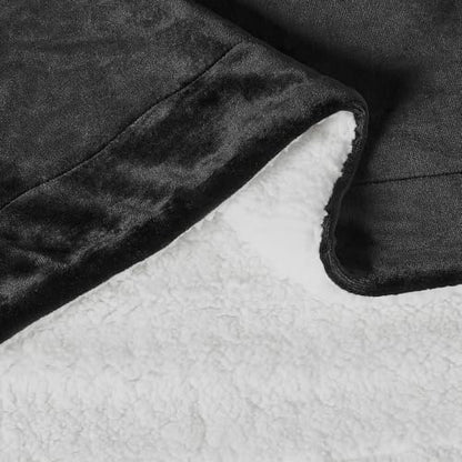 Amazon Basics Reversible Sherpa Throw Blanket, Warm, 50"x60", Black