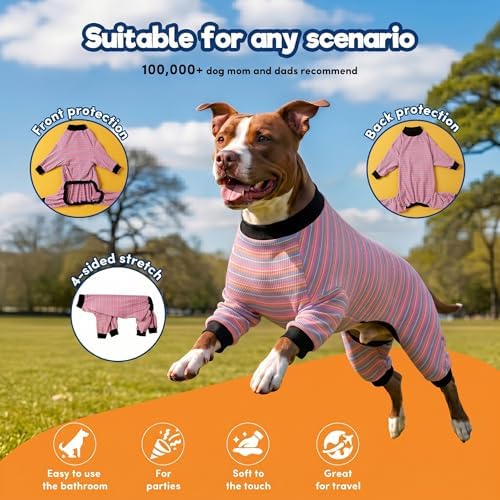 LovinPet Large Dog Pajamas, Pet Pajamas, Multicolor Stripe, 2XL