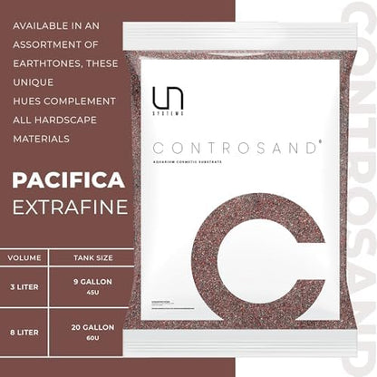 UNS Controsand - Pacifica, 8L - Natural Freshwater 0.4-0.9mm Dark Reddish Sand for Aquascaping Planted Tanks - Aquarium, Terrarium, Paludarium Substrate for Betta, Shrimp, Fish, Jumping Spider, Turtle