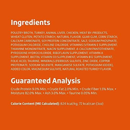 Amazon Brand - Wonder Bound Canned Wet Cat Food (Turkey Recipe in Gravy), No Artificial Flavors, Adult Recipe, 3 Ounce (Pack of 24)