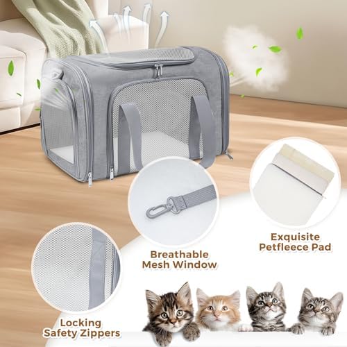 Large Cat Carrier Soft Up to 28 Lbs, Breathable Pet Bag with Steel Frame