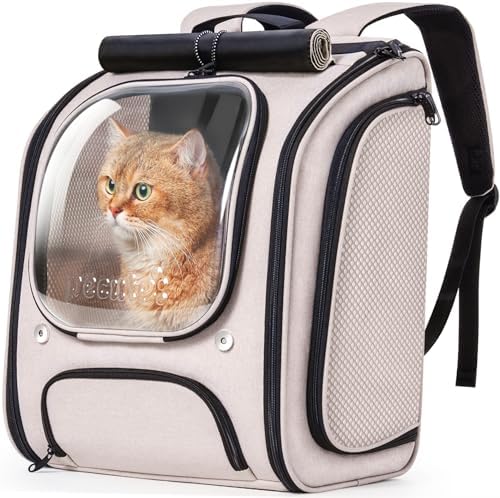 Pecute Cat Backpack Carrier,Large Space Cat Bubble Backpack,Ergonomic,Khaki