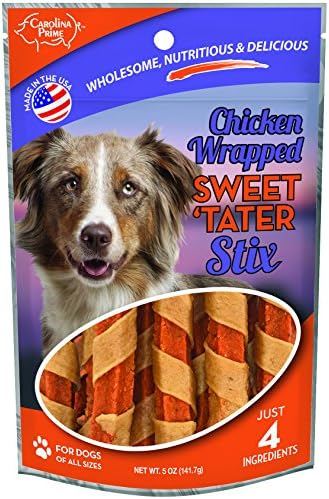 Carolina Prime Pet 45306 Chicken Wrapped Sweet Tater Stix Treat for Dogs ( 1 Pouch), One Size